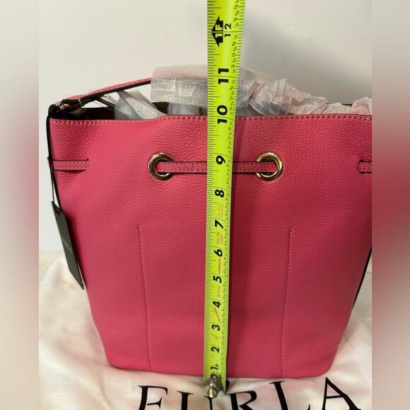 Furla Costanza Drawstring Bucket Bag in Ortenzia ( Barbie Pink) New with tag - Picture 11 of 15